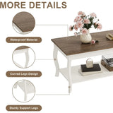 Rustic Coffee Table With Curved Legs And Shelf Centerpiece