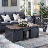 Rustic Lift Top Coffee Table With Barn Door Storage