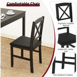 mid-century modern dining table set for 2, wooden kitchen table & 2 chairs with padded seats, 3-piece compact dining set for sm