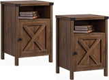 Farmhouse End Tables Set Of Two With Barn Door Shelf