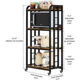 Four Tier Kitchen Baker's Rack With Rolling Wheels Cart