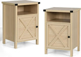 Farmhouse End Tables Set Of Two With Barn Door Shelf