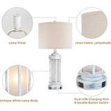 Rustic Farmhouse Table Lamps Set Of 2 With USB Ports