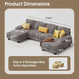 U Shaped Linen Sectional Sofa With Double Chaise Living