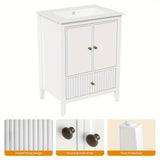 Modern Bathroom Vanity Sink Cabinet with Fluted Drawers