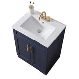 Modern Navy Blue Bathroom Vanity Cabinet with White Sink