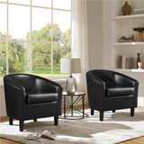 Modern PU Leather Barrel Accent Chair for Stylish Living Spaces