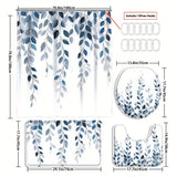 Blue Eucalyptus Shower Curtain Set with Botanical Decor Accessories