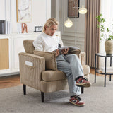 Modern Corduroy Oversized Armchair with Pillows and Side Pocket