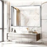 Wall Mounted Makeup Mirror with Unbreakable Glass and Brushed Finish