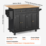VEVOR Kitchen Island Cart with Drawer and Rolling Storage Shelves