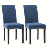 Upholstered Gray Dining Chair Set with Elegant Nailhead Trim