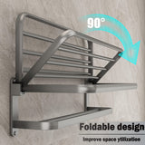 Wall Mounted No Drill Towel Rack with Shelf for Bathrooms