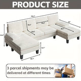 U-Shape Upholstered Sectional Sofa with Sleepable Armrests