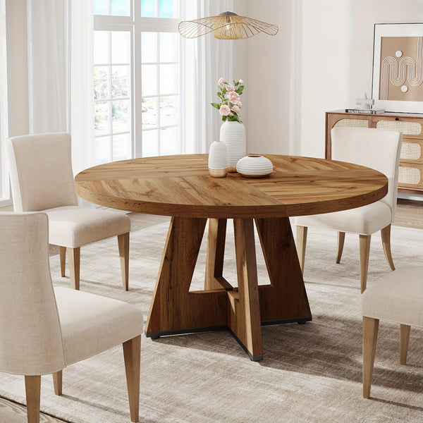 Rustic Round Farmhouse Dining Table for Cozy Family Meals