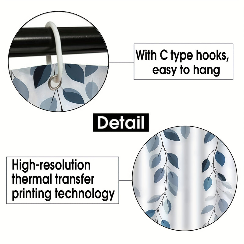 Blue Eucalyptus Shower Curtain Set with Botanical Decor Accessories