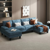 U-Shape Upholstered Sectional Sofa with Sleepable Armrests