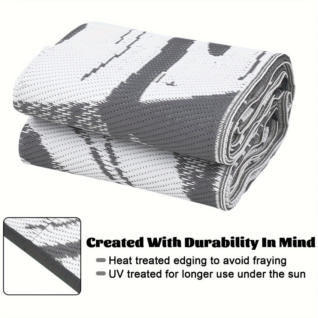 Washable Outdoor Waterproof Floral Print Area Rug for Camping