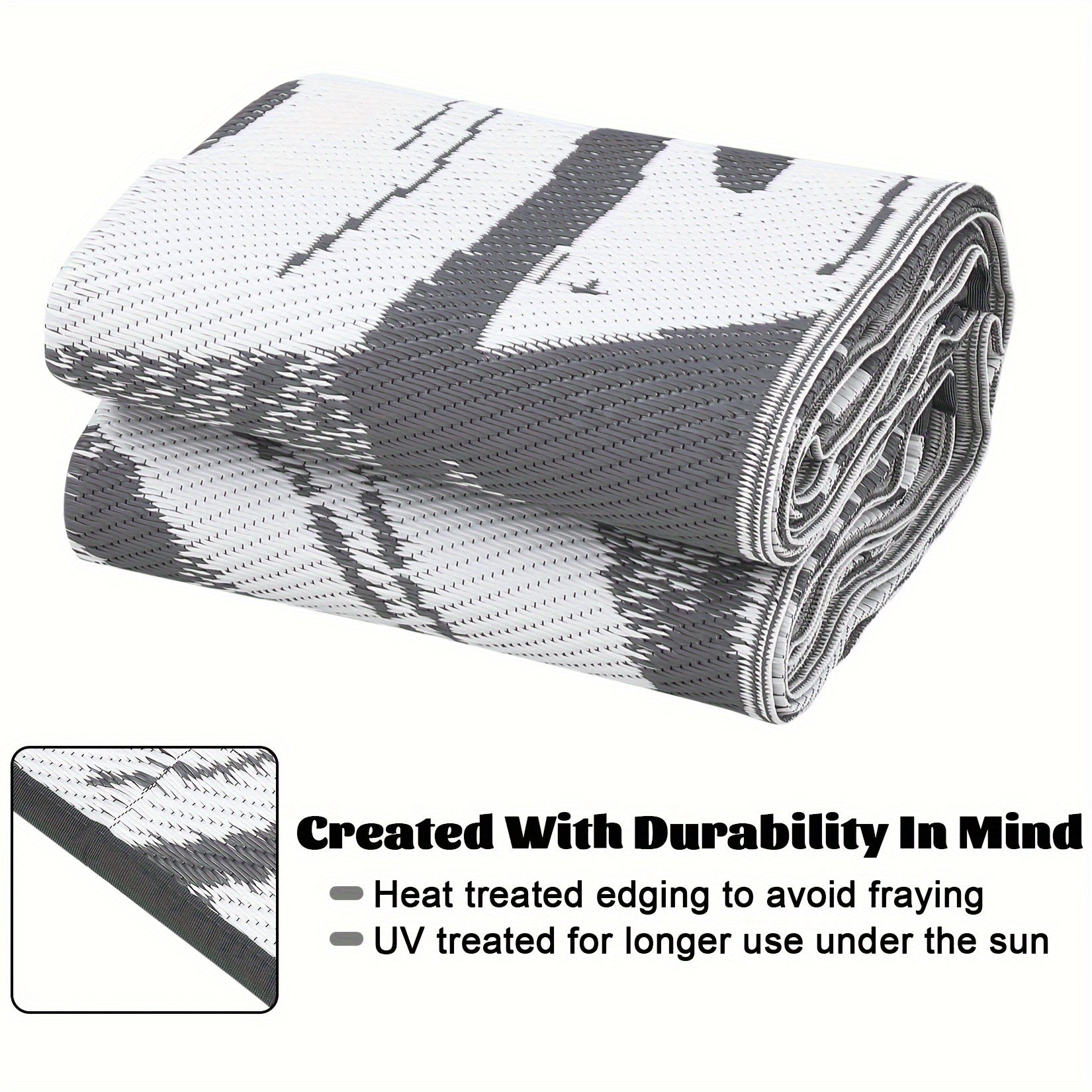 Washable Outdoor Waterproof Floral Print Area Rug for Camping