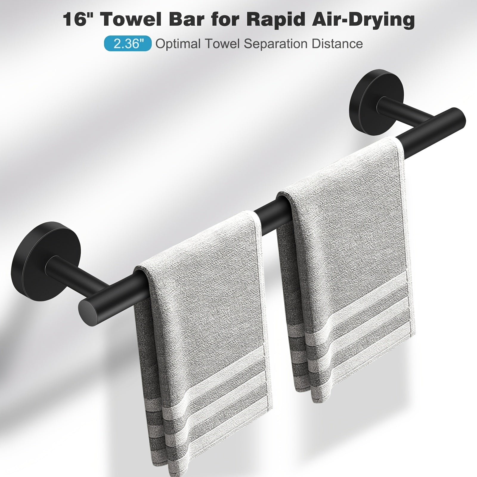 Matte Black Bathroom Hardware Set Stainless Steel Accessories Kit