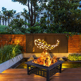 3-in-1 Square Fire Pit Table with BBQ Grill and Cover