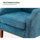 Elegant Upholstered Blue Accent Chair with Swoop Arms