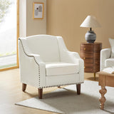 Elegant Upholstered Blue Accent Chair with Swoop Arms