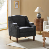 Elegant Upholstered Blue Accent Chair with Swoop Arms
