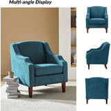 Elegant Upholstered Blue Accent Chair with Swoop Arms