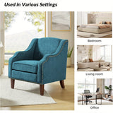 Elegant Upholstered Blue Accent Chair with Swoop Arms