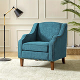 Elegant Upholstered Blue Accent Chair with Swoop Arms