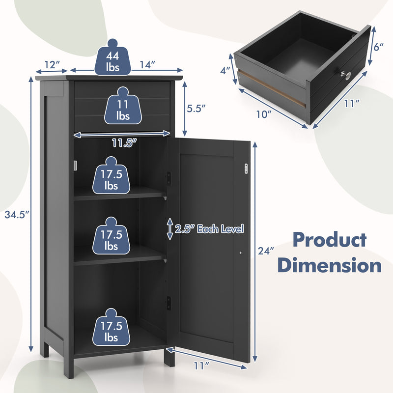 Sleek Modern Bathroom Storage Cabinet with Adjustable Shelves