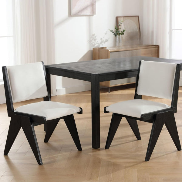 Rural Farmhouse Wooden Dining Chairs with Velvet Cushions