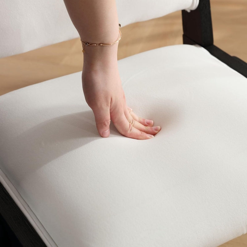 Rural Farmhouse Wooden Dining Chairs with Velvet Cushions