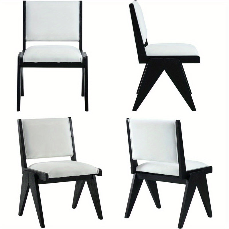 Rural Farmhouse Wooden Dining Chairs with Velvet Cushions