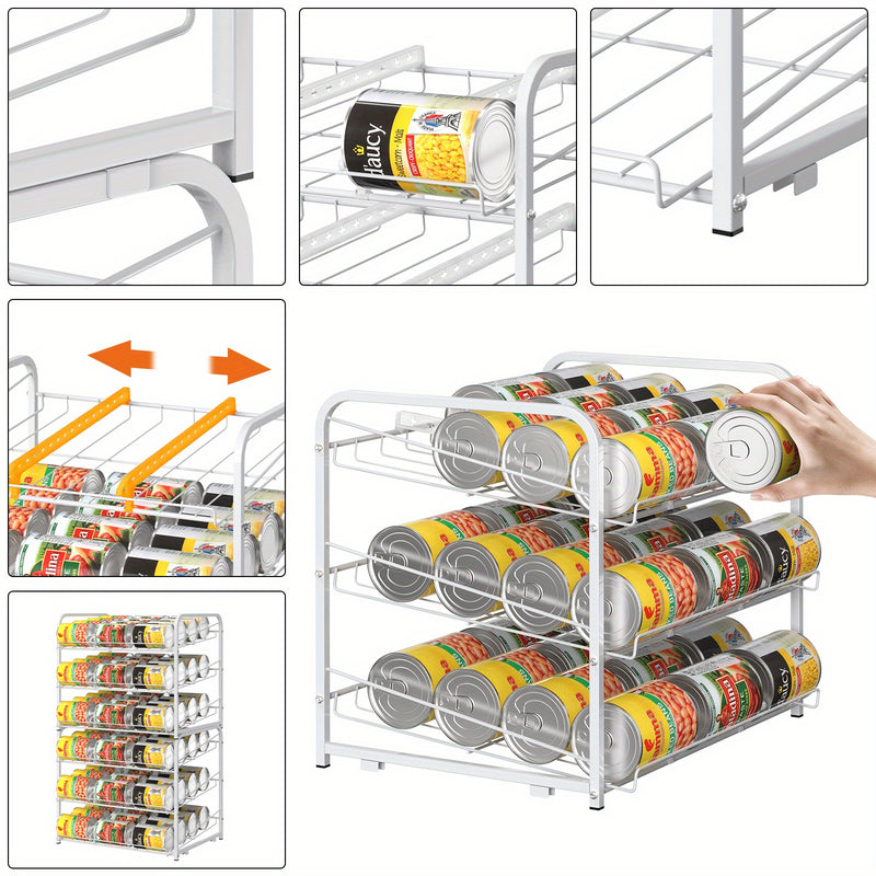 Metal Can Organizer Rack for Pantry Space Saving Kitchen Storage
