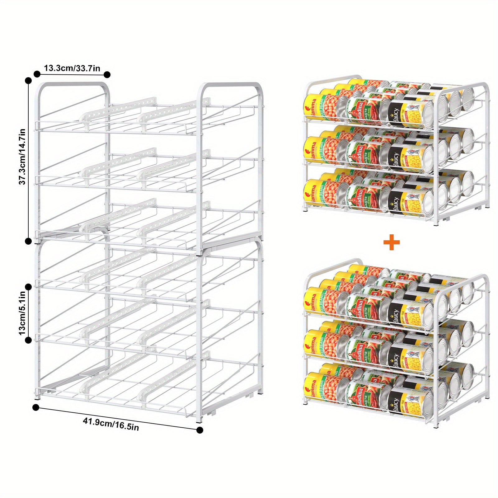 Metal Can Organizer Rack for Pantry Space Saving Kitchen Storage