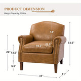 Faux Leather Accent Chair With Retro Wood Legs And Comfort