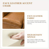 Faux Leather Accent Chair With Retro Wood Legs And Comfort