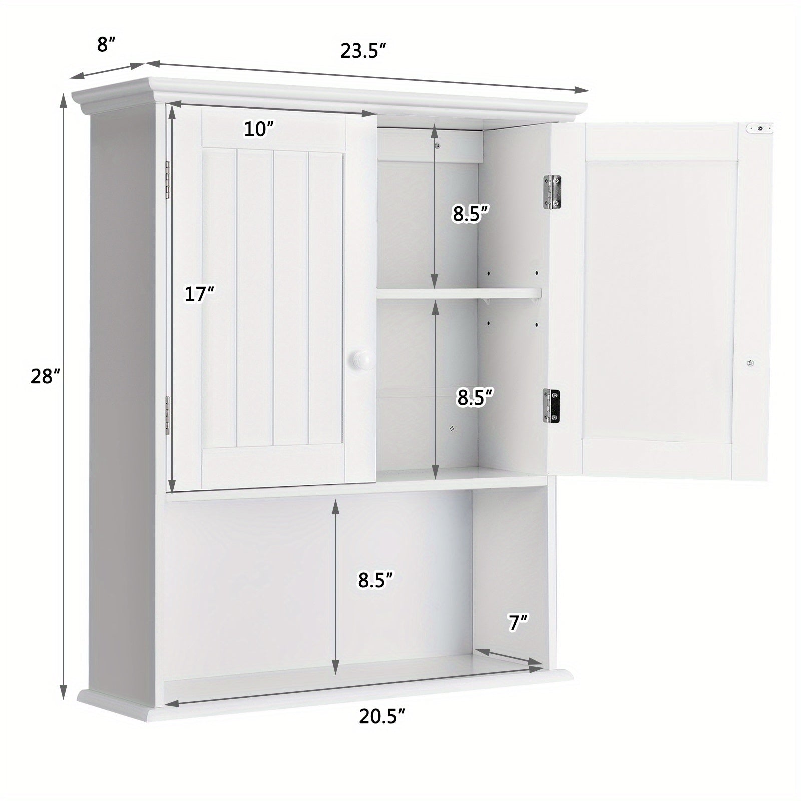 Space-Saving Wall-Mounted Bathroom Storage Cabinet with Adjustable Shelves