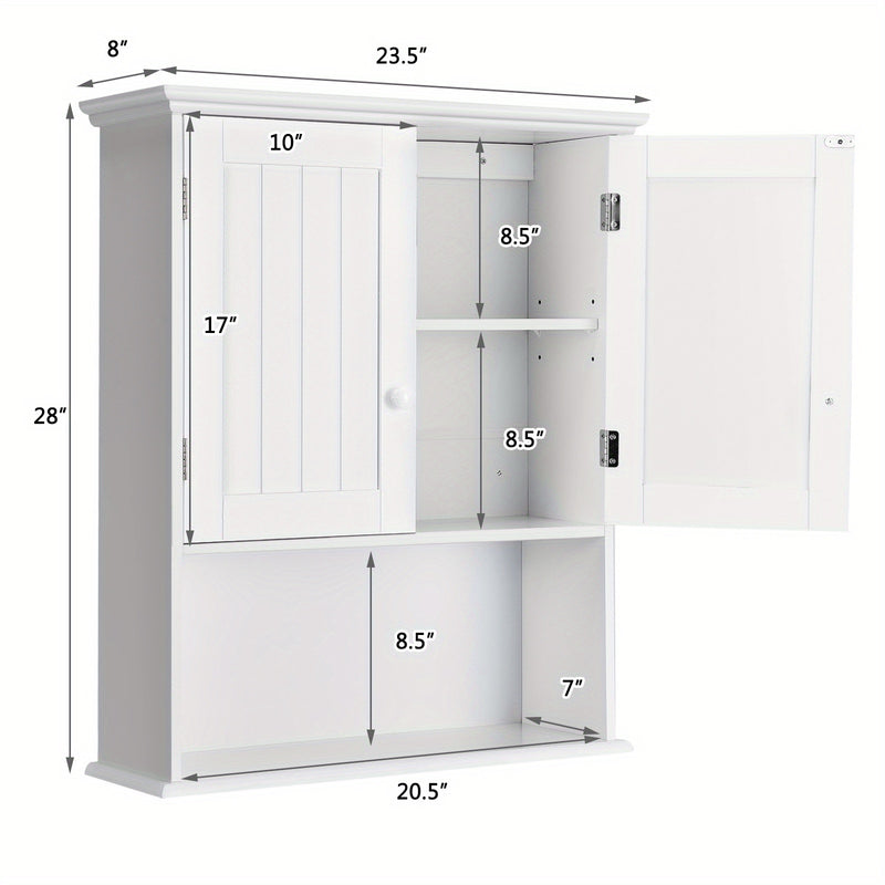 Space-Saving Wall-Mounted Bathroom Storage Cabinet with Adjustable Shelves