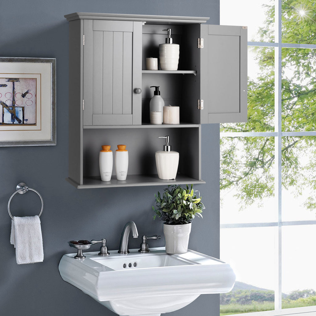 Space-Saving Wall-Mounted Bathroom Storage Cabinet with Adjustable Shelves
