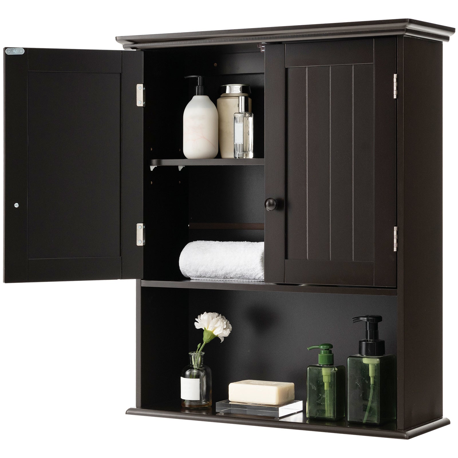 Space-Saving Wall-Mounted Bathroom Storage Cabinet with Adjustable Shelves