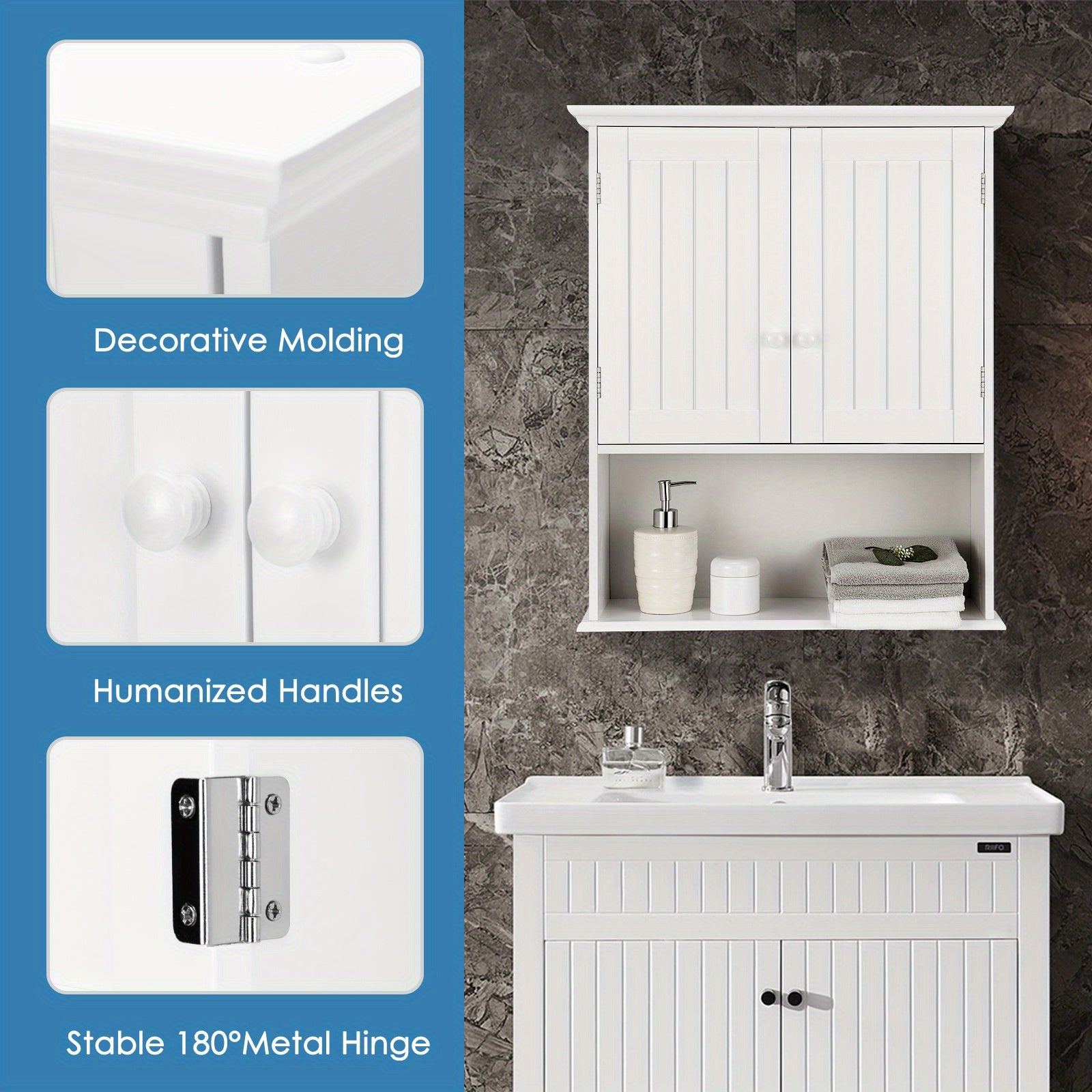 Space-Saving Wall-Mounted Bathroom Storage Cabinet with Adjustable Shelves