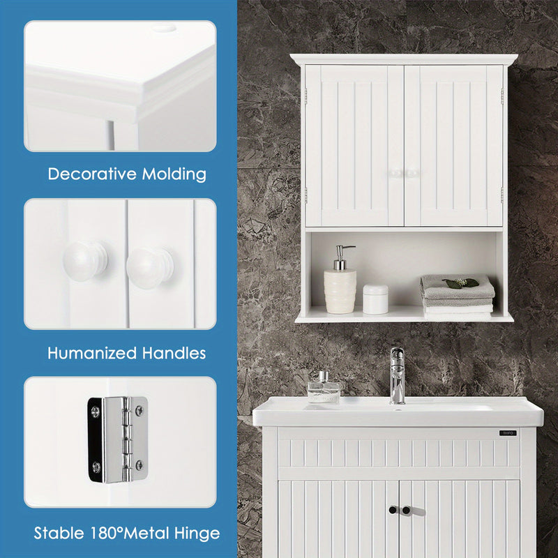 Space-Saving Wall-Mounted Bathroom Storage Cabinet with Adjustable Shelves