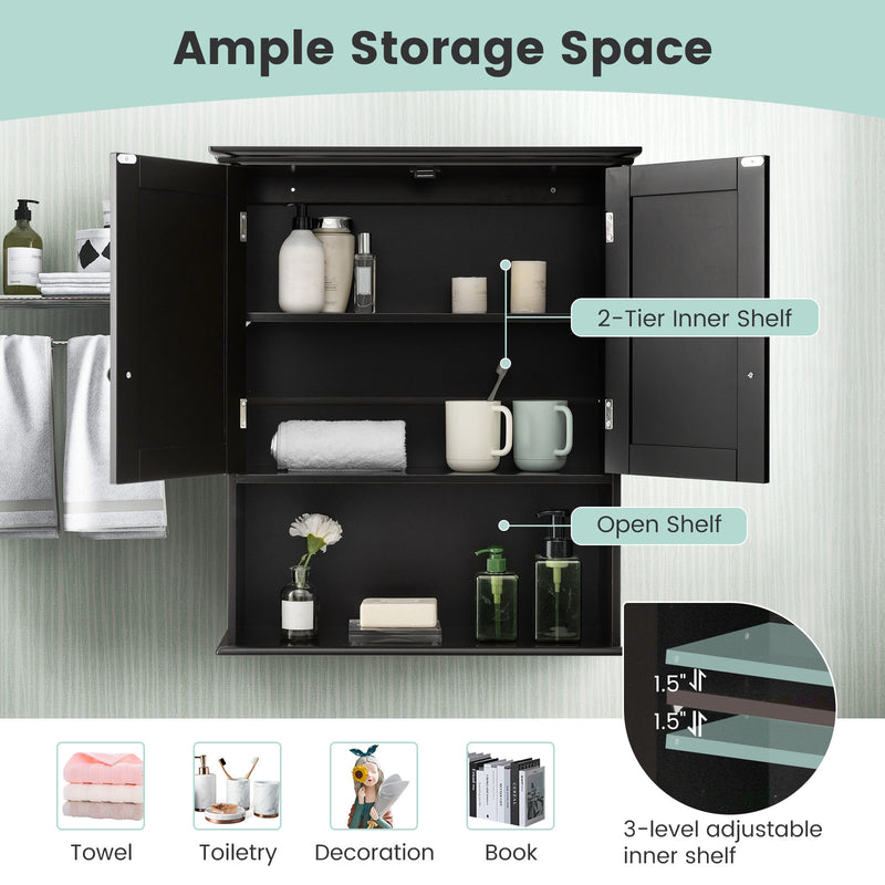 Space-Saving Wall-Mounted Bathroom Storage Cabinet with Adjustable Shelves