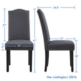 Classic Upholstered Dining Chairs with Nailhead Trim and Solid Wood Legs