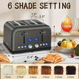 Stainless Steel Digital Toaster with LCD Display and Shade Settings