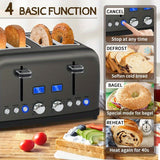 Stainless Steel Digital Toaster with LCD Display and Shade Settings