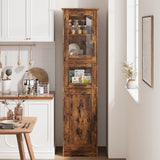 Rustic Slim Bathroom Storage Cabinet with Doors and Shelves